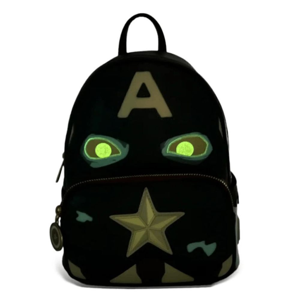 Loungefly Marvel What If? Zombie Captain America Cosplay Backpack Glow -…